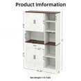 thumbnail image 3 of TrumanPick 71" Farmhouse Kitchen Pantry Cabinet with Lights and Charging Station, Coffee Bar Cabinet, Adjustable Shelves, Buffet for Kitchen and Dining Room,White, 3 of 13