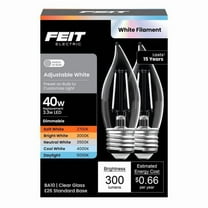 Feit Electric 3019524 40W BA10 E26 Medium Adjustable White Equivalence LED Bulb - Pack of 2