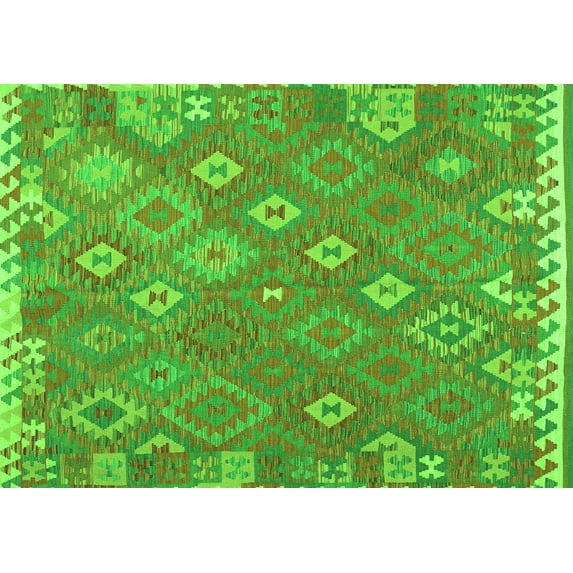 Ahgly Company Indoor Rectangle Southwestern Green Country Area Rugs, 3' x 5'