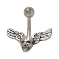 thumbnail image 1 of Skull with Wings 14 gauge Belly Button Ring, 1 of 2