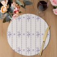 thumbnail image 3 of Purple Flowers Round 13 Inch Placemats Set of 2, Spring Floral Bows Lines Vintage Beige HeatResistant Non Slip Place Mats for Dining Table, Wipeable Braided Kitchen Table Mats for Housewarming, 3 of 9