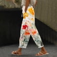 thumbnail image 2 of TRUBKH linen pants women Palazzo Pants Floral Solid Long Palazzo Pants Women's Spring And Casual 3D Printed Back Pocket Cotton And Linen Pants Cargo Pants Women Skinny Jeans for Women Yellow 2XL, 2 of 4
