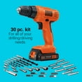 thumbnail image 6 of BLACK+DECKER 20V Cordless Drill/Driver, 1.5Ah, 30 Piece Set, Battery, Charger Included, 6 of 14