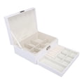 thumbnail image 3 of Caja de almacenamiento de joyas de madera blanca, gran capacidad, 2 capas, múltiples compartimentos, Estuche De Viaje portátil de cuero PU para joyería, 3 of 10