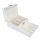 thumbnail image 3 of Caja de almacenamiento de joyas de madera blanca, gran capacidad, 2 capas, múltiples compartimentos, Estuche De Viaje portátil de cuero PU para joyería, 3 of 10