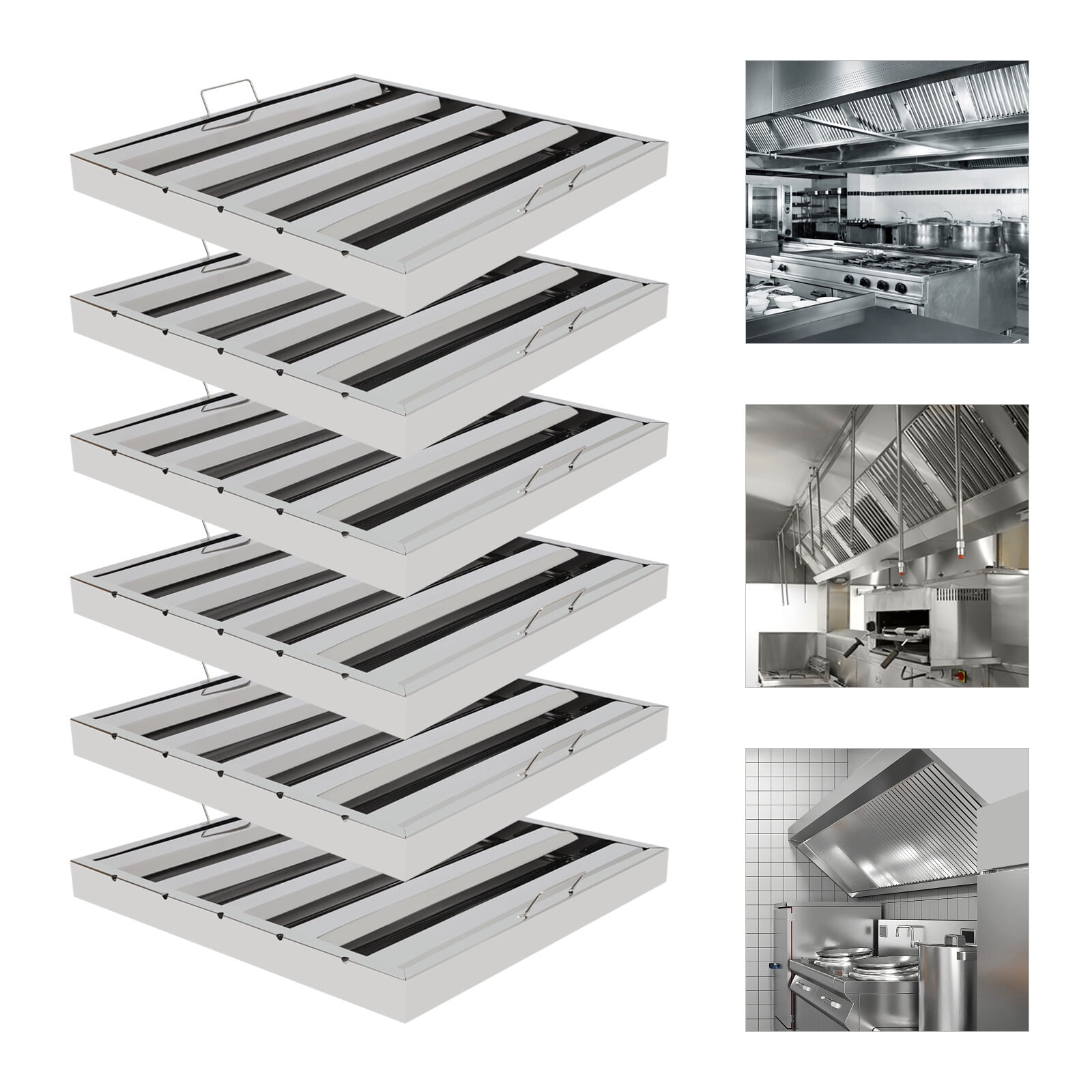 6 PCS 49.5*49.5*4.5cm Grooves Commercial Hood Filters Range Hood Filter for Home Kitchens Restaurants Hotels