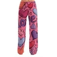 thumbnail image 3 of Hearthz Valentines Pj Pants for Women Heart Print Pajamas Pants Women Baggy Drawstring Straight Leg Womens Sleep Pants, 3 of 4