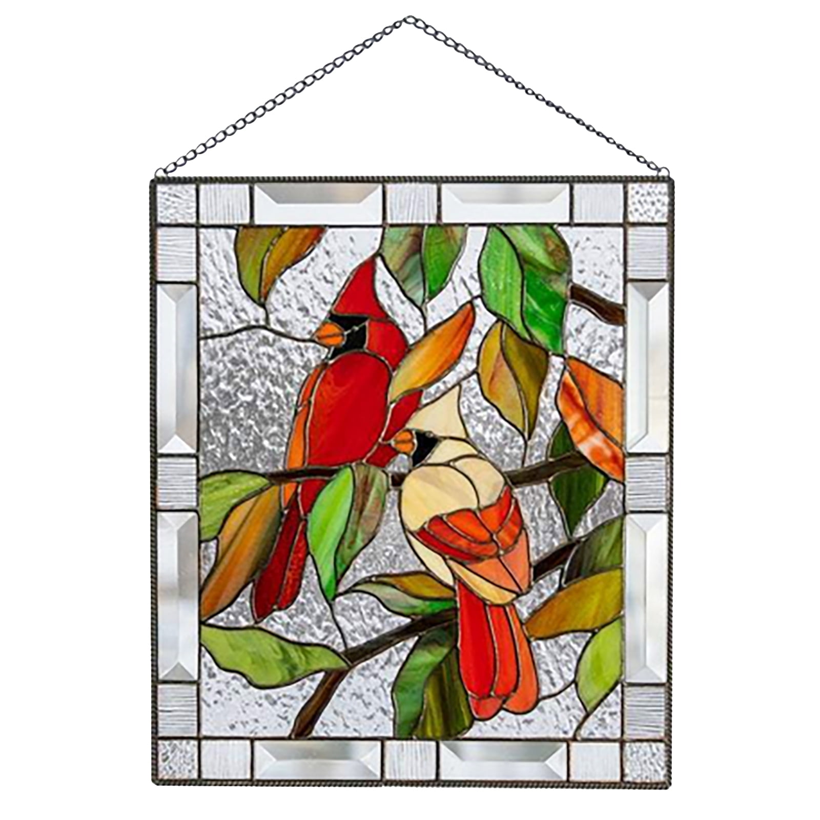 Red Stained Glass Heart Suncatcher Etched Hummingbirds
