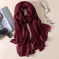 thumbnail image 4 of 180x85cm Bandanas Foulard Women Plain Scarf Pure Color Female Sunscreen Shawl Plus Size Hijab PINK, 4 of 7