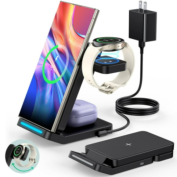 Cargador inalámbrico plegable Meifigno 3 en 1 para Samsung