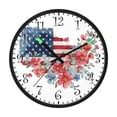 thumbnail image 2 of Voice Activated Clock with Glow Light 12 Inch Large Silent Wall Clock Battery Operated for Home Decor Watercolor Flag with Flowers, 2 of 8