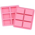 thumbnail image 1 of Molde de silicona 2 piezas Rojo Verde molde de jabón rectangular 6 cavidades rosa, 1 of 4