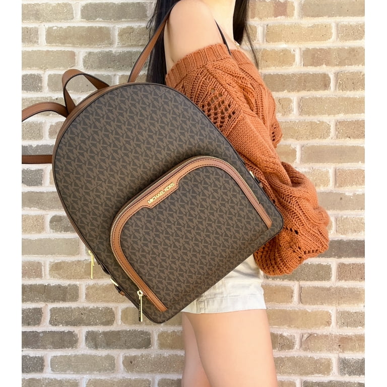 Michael Kors Jaycee Large Backpack Brown MK Signature Jet Set