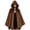 Brown, variant on JOANKDMI Womens Velvet Hooded Cloak Medieval Cape with Leather Buckle Strap Gothic Witch Vampire Costume for Halloween Cosplay Role Play Party Masquerade Outfits