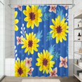 thumbnail image 2 of 72x72 Inch Fabric Shower Curtain Waterproof Polyester, Daisy Floral Print, 2 of 6