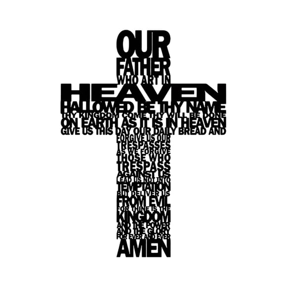 Cristo y el metal: arte mural con texto de oración; colgantes para pared del hogar; salón, dormitorio, comedor, terraza, iglesia, exterior