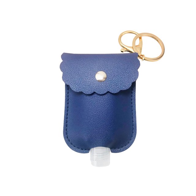 Jumpingount Botella de viaje de cuero PU Reemplazo portátil con estilo Reutilizable Recargable 30ml Viaje Viaje Titular de llavero con llavero Carteras Azul Jumpingount AP012567-09