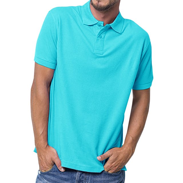 Basico (Sky Blue) Polo Collared Shirts For Women 100% Cotton Short Sleeve Golf Polo Shirts For Men