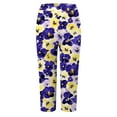 thumbnail image 5 of YDFCWXW Women's Capri Leggings Floral Printed Plus Size Capris High Waist Knee Length Slim Fit Cropped Legging for Yoga Purple, XXL, 5 of 5