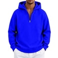 thumbnail image 2 of Resicozy Men's Quarter Zip Hoodies Zip Up Hoodie Long Sleeve Drop Shoulder Sweatshirt Casual Pullover Blue 3XL, 2 of 6