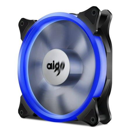 Aigo Halo LED Ring Fan 140mm 14cm Case Fan Silent Sleeve Bearing PC CPU Cooling Neon Quite Clear Case Fan Mod 4 Pin/3 Pin for Computer Cases CPU Coolers and Radiators (140mm, (Best 140mm Radiator Fans)