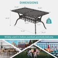 thumbnail image 2 of 59.06" Cast Aluminum Outdoor Dining Table for 6–8 People, Rust-Resistant All-Weather Metal Patio Table with 2" Umbrella Hole, Heavy-Duty Garden Furniture for Deck, Backyard, Dark Bronze, Only Desk, 2 of 7