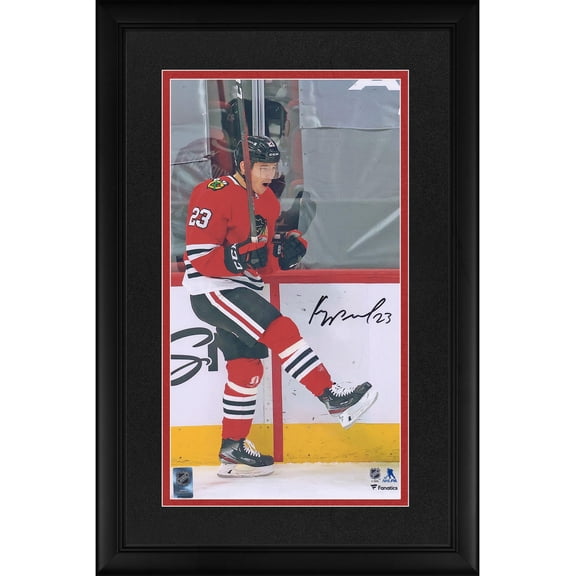 Philipp Kurashev Chicago Blackhawks Framed Autographed 10" x 18" Goal Celebration Photograph - Limited Edition of 23 - Fanatics Authentic Certified