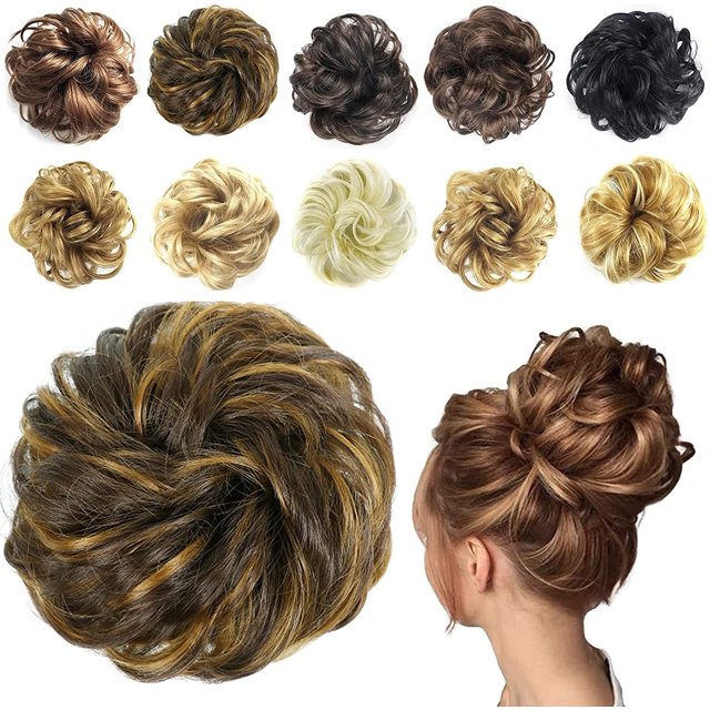 FrostHike Extensions de Chignons, 4h27 Chouchous Bouclés Désordonnés, Extensions de Cheveux Synthétiques avec Bande Élastique pour Femmes Updo Chignons Queue de Cheval
