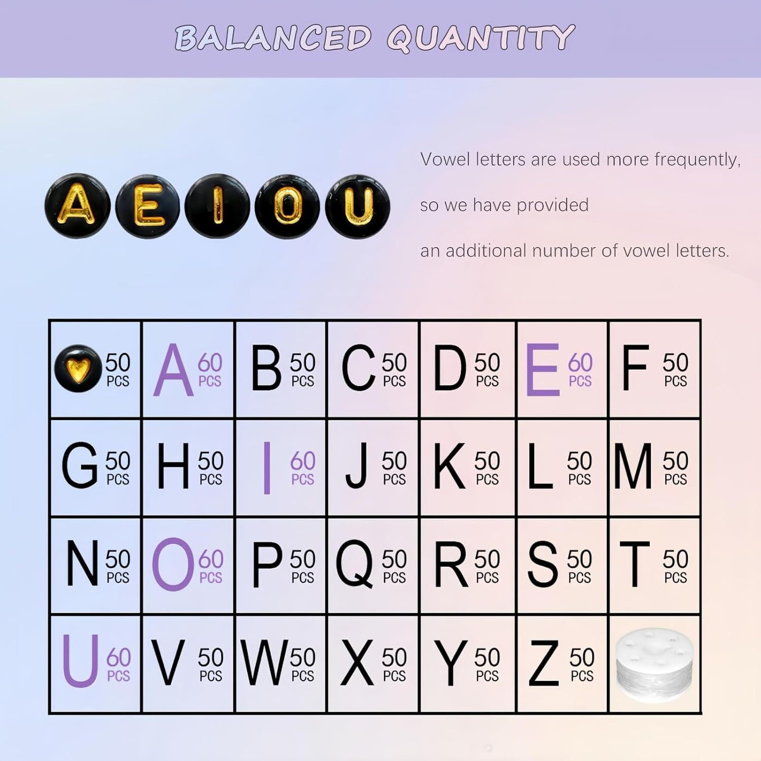1400 Pieces Round Alphabet Letter Beads A-Z 4x7mm Black Acrylic with Colorful Letter and Crystal Line for Jewelry Making, Style 3
