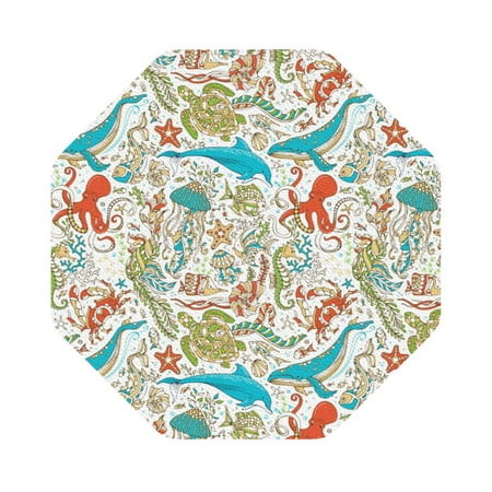 

Matuu Wild Sea Life for Cup Coasters Set of 6 Leather Coasters Desk Coasters for Office Measures 4” x 4” Octagon