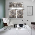 thumbnail image 6 of Abstract Black Grey Marble Texture Curtain Tier and Valance Set 3 Piece, Modern Fluid Art 3-inch Rod Pocket Window Tier Curtains Valance for Kitchen Living Room, 6 of 9