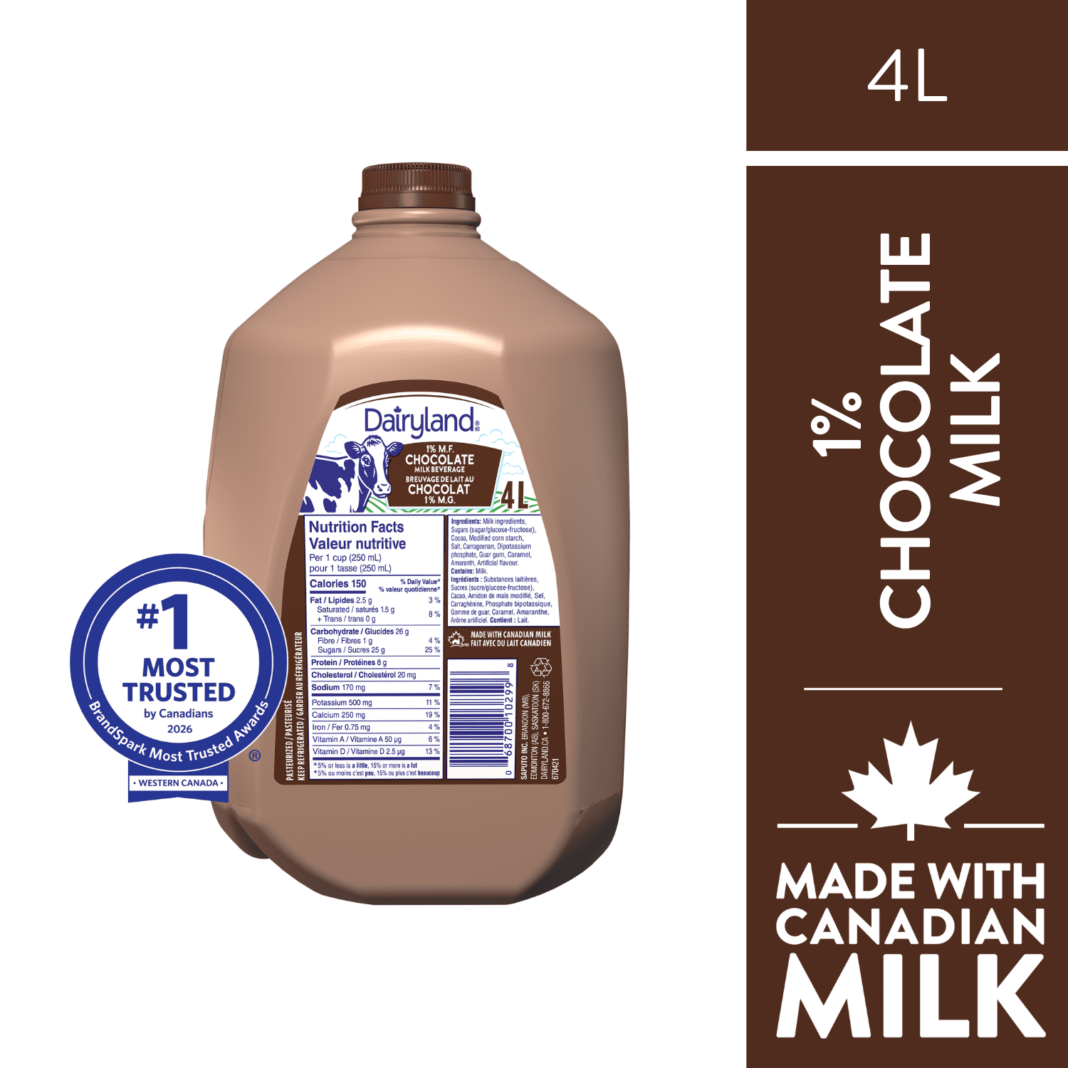 Dairyland 1% Chocolate Partly Skimmed Milk