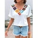 thumbnail image 4 of Camiseta de Verano de Corta con Bordado Floral y Cuello en V para Mujer S, 4 of 10