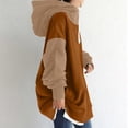 thumbnail image 4 of fartey Women Oversized Zip Up Long Hoodie Roomy Warm Fleece Lined Patchwork Hooded Coats Lounge Long Sleeve Drop Shoulder Hoodies Sweatshirt With Pockets, 4 of 7