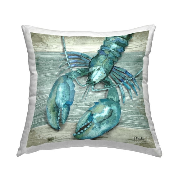 Stupell Industries Blue Lobster Marine Life Crawdad Design by Paul Brent Throw Pillow