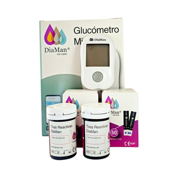Kit Glucómetro Diaman Mini Basico + 100 Tiras Reactivas