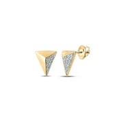 Diamond Queen 10kt Yellow Gold Womens Round Diamond Triangle Earrings 1/20 Cttw