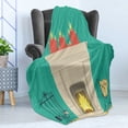 thumbnail image 4 of Cozy Soft Flannel Fleece Throw Blanket, Simplistic Classic Look Interior Illustration with Log and Candles Print, Cozy Plush for Indoor and Outdoor Use, 50" x 60", Multicolor, by Ambesonne, 4 of 5