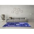 thumbnail image 3 of Ahgly Company Machine Washable Indoor Square Patchwork Blue Transitional Area Rugs, 4' Square, 3 of 4