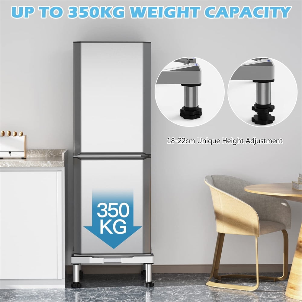 Mini Fridge Stand Washer and Dryer Pedestals Adjustable Stainless Steel Stand for Freezers Washing Appliances Kitchen Silver wu0207