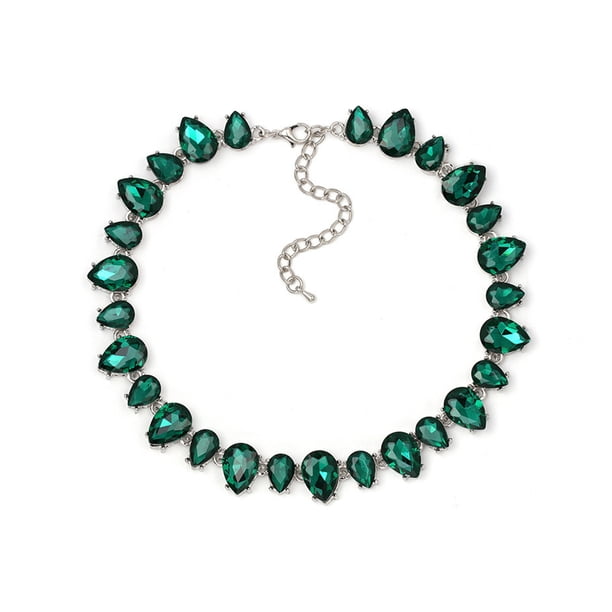 Sonducket Collar de diamantes de imitación para mujer, colgante ajustable para ceremonia de banquete para niñas con cadena de extensión, decoración de Ropa, zapatos y accesorios Miscelánea Verde Sonducket AP014818-02