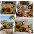 thumbnail image 5 of Sunflower Outdoor Waterproof Pillow Covers, Vintage Summer Floral Butterfly Rustic Decorative Square Throw Pillowcase Sofa Cushion Sham for Patio/Couch/Chair, 26"x26" 2 Pack, 5 of 8