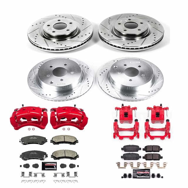 PowerStop Front and Rear Z23 Evolution Sport Brake Pad and Rotor Kit with Red Powder Coated Calipers Fits: INFINITI Select Models KC8006