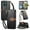 Black, variant on For Motorola Edge (2024) Flip Wallet Phone Case,With Shoulder Strap&Wrist Strap,Flip Fold Kickstand,With Card Slots,Zipper Pocket,Leaf Magnetic Closure,Shockproof Anti-fall Phone Case,White