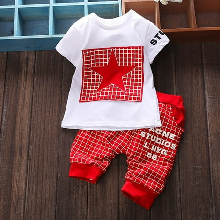 

RPVATI Infant Baby Toddler Child Children Kids Clothes Letter Printed Short Sleeve T Shirts Pants 2 Pieces Summer Clothes