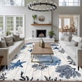 thumbnail image 3 of Navy Blue Sea Turtle Coastal Area Rugs 5'x8', Small Throw Rugs for Classroom Bedroom, Beach Black Coral Nautical Vintage Indoor Outdoor Rug Non-Slip Low Pile Carpet Runner Reversible Floor Mats, 3 of 8