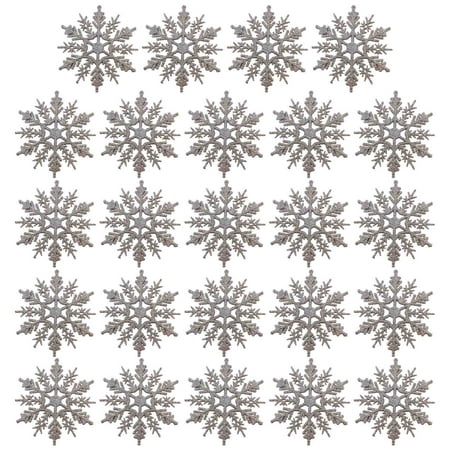 

✪ Christmas Snowflake Pendant 24pcs/set Glitter Plastic Tree Window Wall Decor
