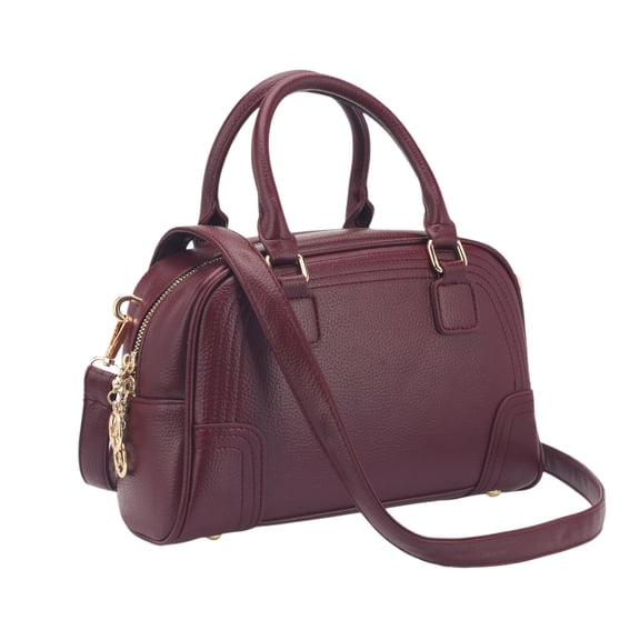 INSPIRE CHIC Vegan Leather Purse Bags Top Handle Dome Satchel Bag with Strap for Women Burgundy