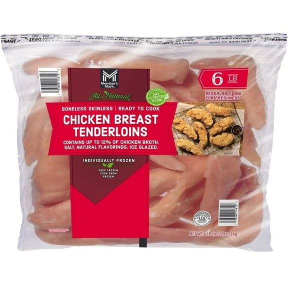 Member's Mark Boneless and Skinless Chicken Breast Tenderloins, Frozen, 6 lbs.