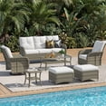 thumbnail image 4 of Sunmthink 7-Piece Patio Furniture Set, High Back Swivel Rocker Chairs with Thick Cushions, Wicker Rattan Outdoor Sectional Sofa with Coffee Table & Ottoman, Gray, 4 of 7